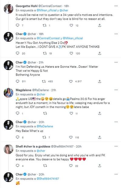Cher, de 76, pide compasión sobre la diferencia de edad con su novio, de 36. "El amor no sabe de matemáticas"