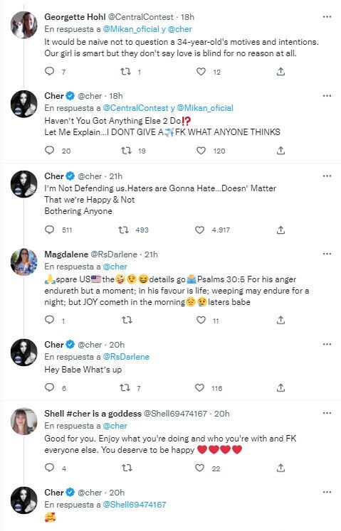Cher, de 76, pide compasión sobre la diferencia de edad con su novio, de 36. "El amor no sabe de matemáticas"