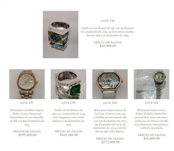 Rolex y otras lujosas joyas que serán subastadas en Los Pinos 