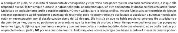 Dulce María se defiende de los administradores del jardín donde se llevaría a cabo su boda con Paco Álvarez