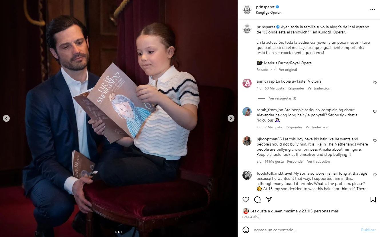 El príncipe Alexander, hijo de Sofía y Carlos Felipe de Suecia, cambia su look por una ponytail. "¡Está bien ser exactamente quien eres!"