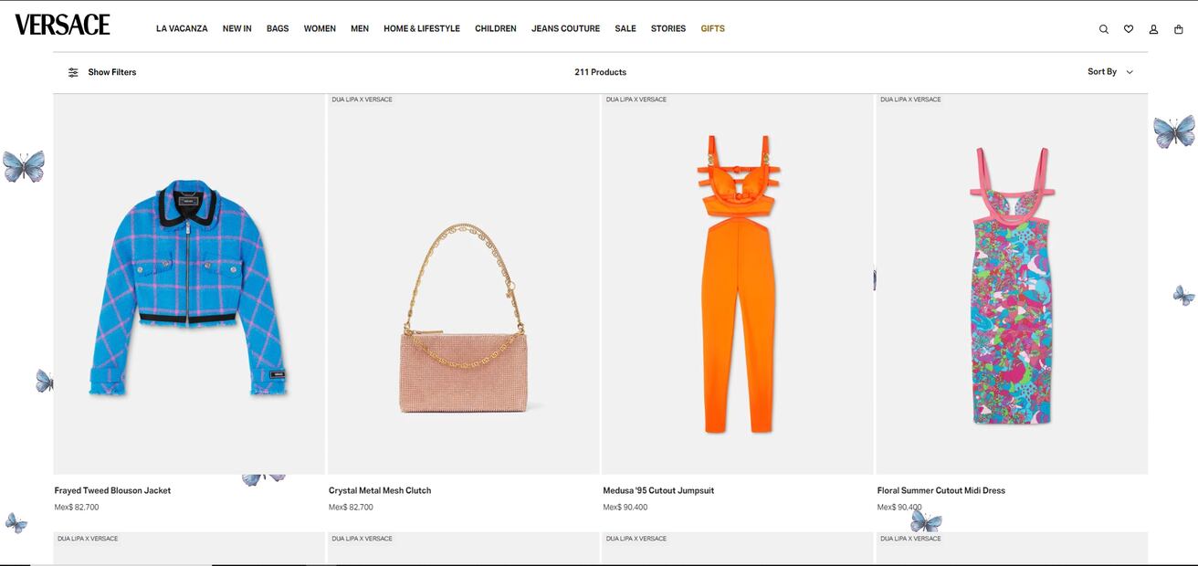 La colección de Dua Lipa x Versace / Captura de pantalla
