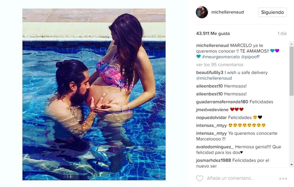 Michelle Renaud presume foto de su pancita a días de convertirse en mamá