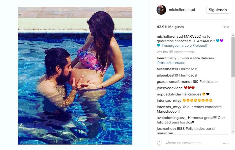 Michelle Renaud presume foto de su pancita a días de convertirse en mamá