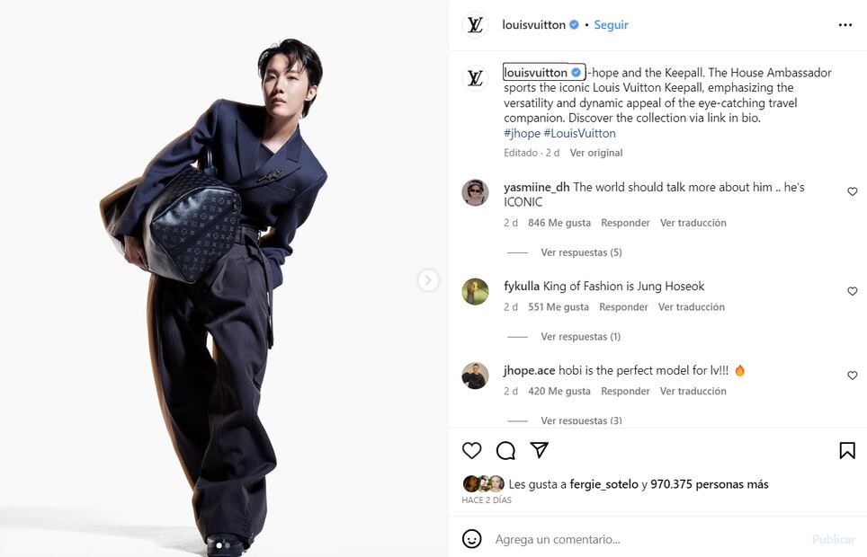 El rapero de BTS, J-Hope, durante la más reciente campaña de Louis Vuitton