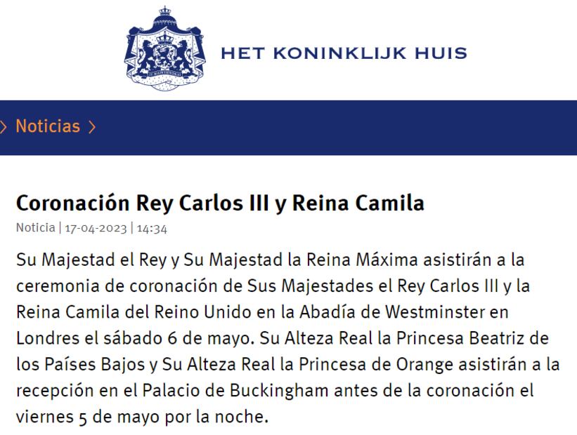 Amalia de Holanda da un paso más y asistirá a las celebraciones previas a la coronación de Carlos III