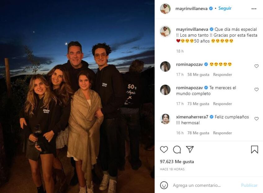Mayrín Villanueva cumple 50 años rodeada de su familia