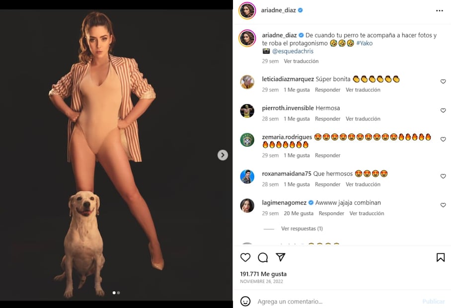Ariadne Díaz luce espectacular con body nude y blazer / Instagram