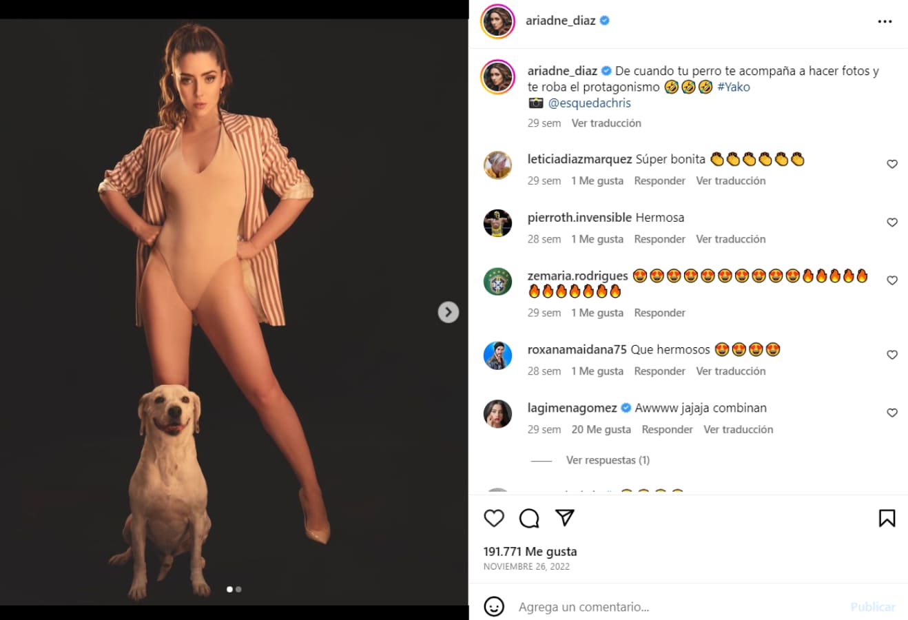 Ariadne Díaz luce espectacular con body nude y blazer / Instagram