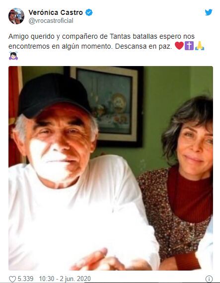Verónica Castro recuerda a Héctor Suárez con una emotiva fotografía