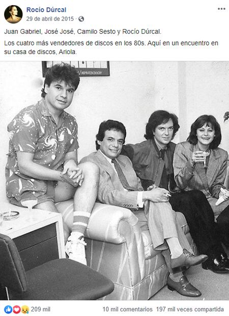Esta es la historia de la foto de José José, Camilo Sesto, Juan Gabriel y Rocío Durcal