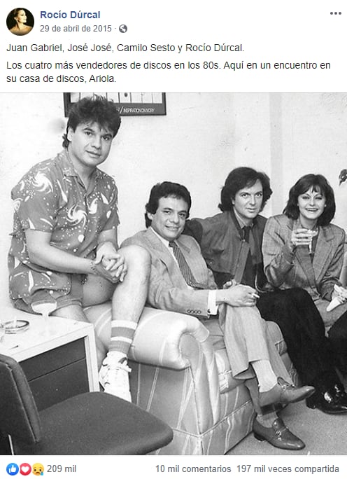 Esta es la historia de la foto de José José, Camilo Sesto, Juan Gabriel y Rocío Durcal