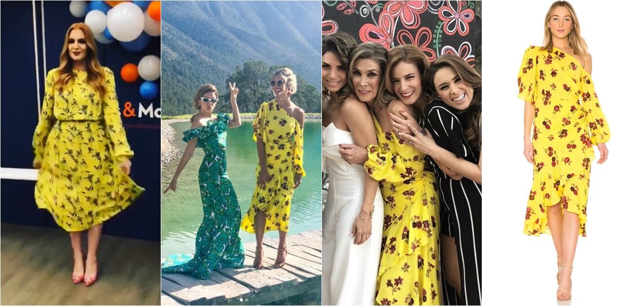 <p>Angie Taddei, Carla Zepeda y la mamá de Jacky Bracamontes se pusieron el vestido de Andrea Lieberman.<strong> (Fotos: Instagram)</strong></p>

