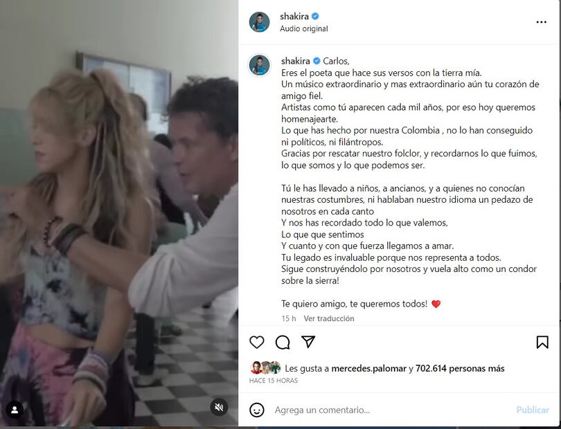 Carlos Vives es dado por muerto y todo por un cariñoso mensaje de Shakira