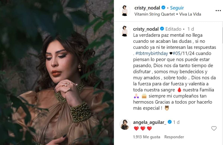 El cálido mensaje de Cristy Nodal / Foto: Instagram