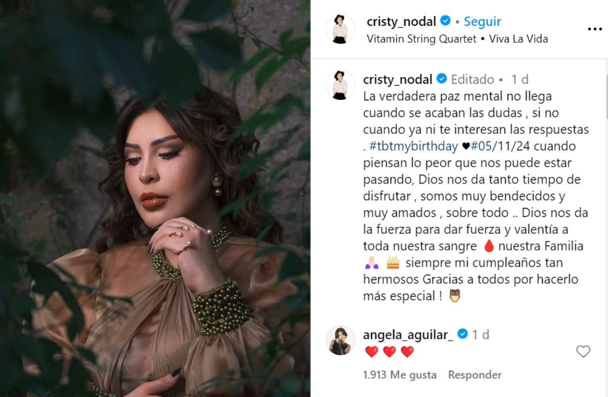 El cálido mensaje de Cristy Nodal / Foto: Instagram