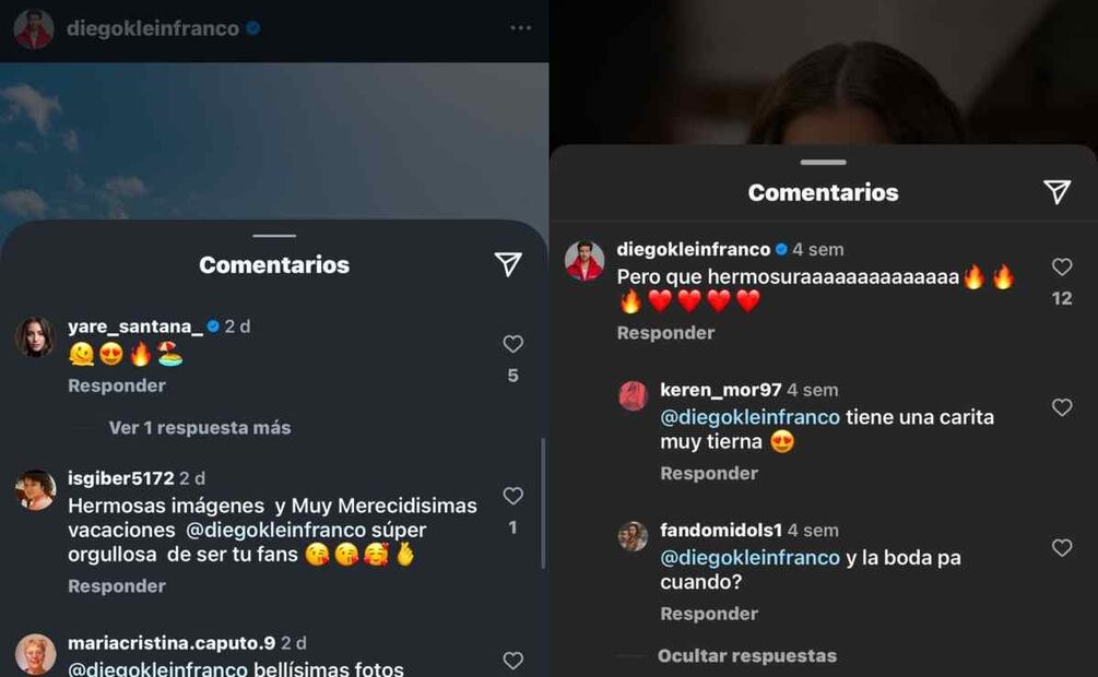 En redes sociales, Diego Klein y Yare Santana intercambian románticos comentarios / Fotos: Captura