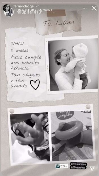 Fernanda Castillo celebra con ternura los 8 meses de su hijo Liam