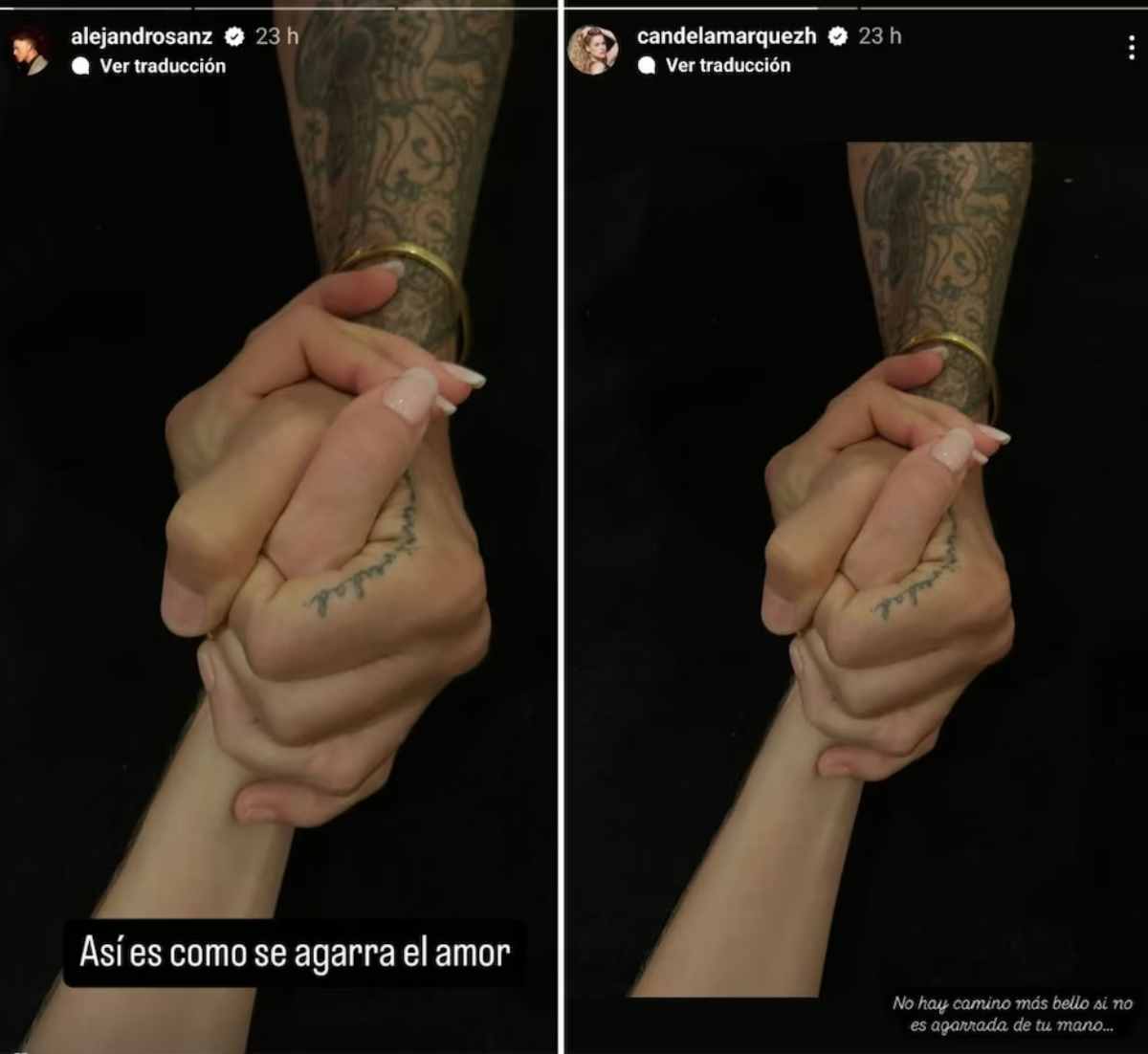 La imagen compartida por Alejandro Sanz y Candela Márquez / Fotos: Instagram