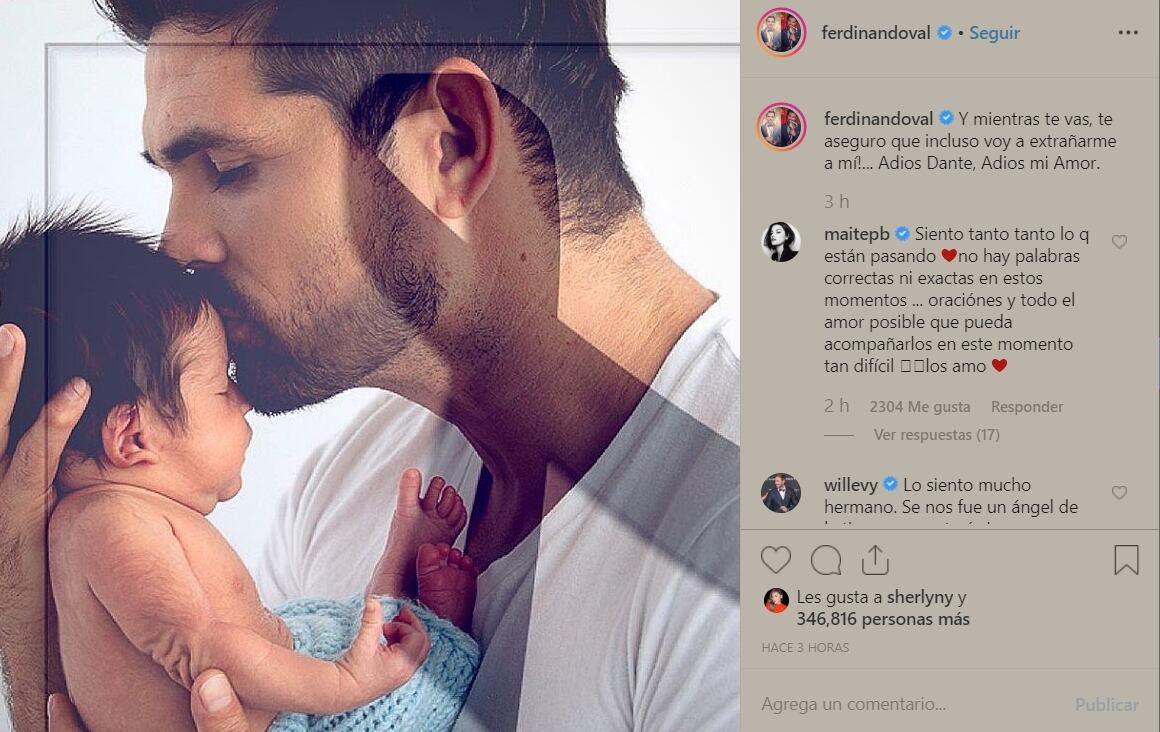 Falleció Dante, el bebé de Ferdinando Valencia y Brenda Kellerman