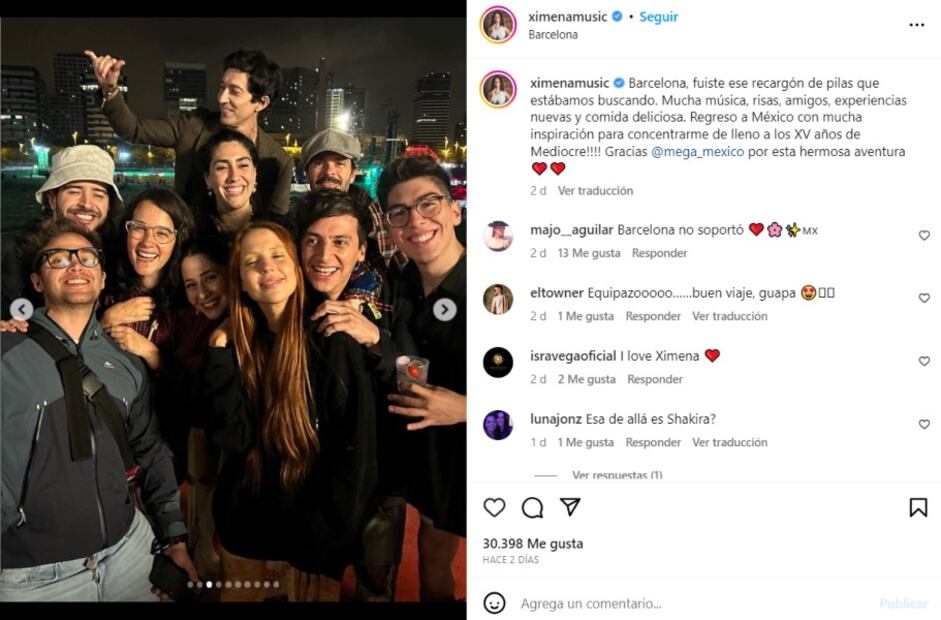 Ximena Sariñana realizó un viaje a Barcelona / Instagram