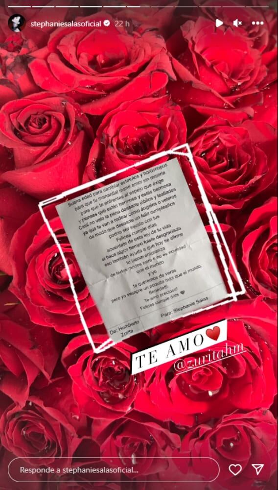 El romántico mensaje de Humberto Zurita a Stephanie Salas / Instagram