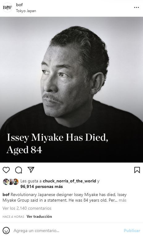 Muere Issey Miyake, a los 84 años, debido al cáncer de hígado