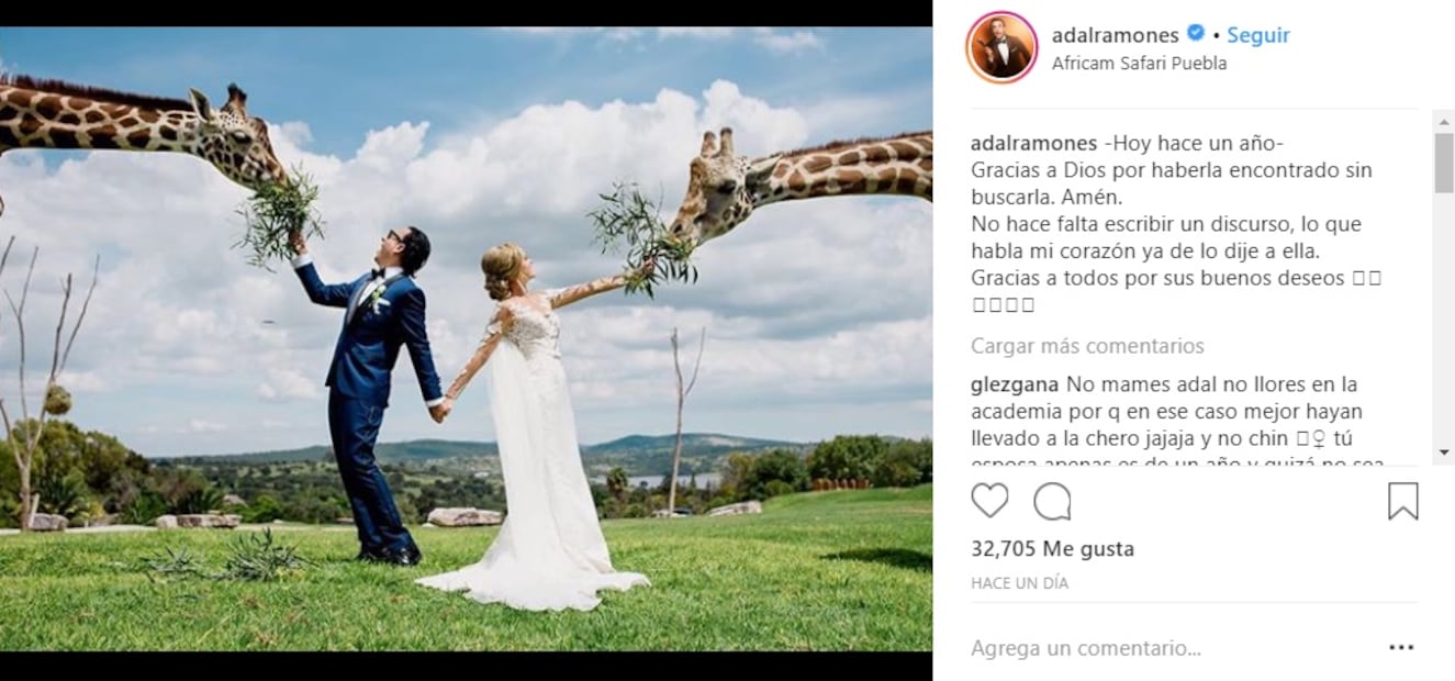 Adal Ramones y Karla de la Mora celebran su primer año como marido y mujer 