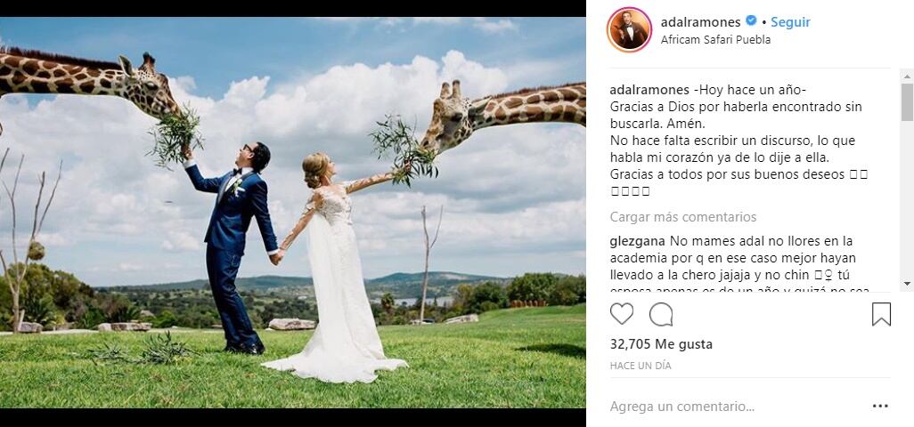 Adal Ramones y Karla de la Mora celebran su primer año como marido y mujer