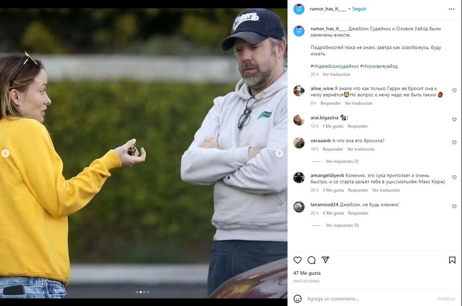 Olivia Wilde abraza a su ex Jason Sudeikis tras romper con Harry Styles