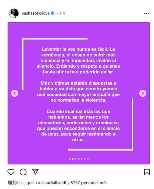 El doloroso mensaje de Sasha Sokol a un año de haber denunciado el abuso de Luis de Llano