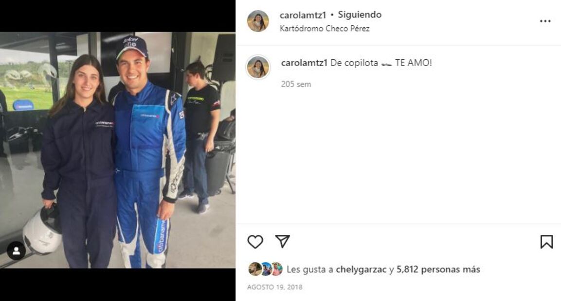 Checo Pérez y su esposa Carola Martínez aparecen juntos y enamorados