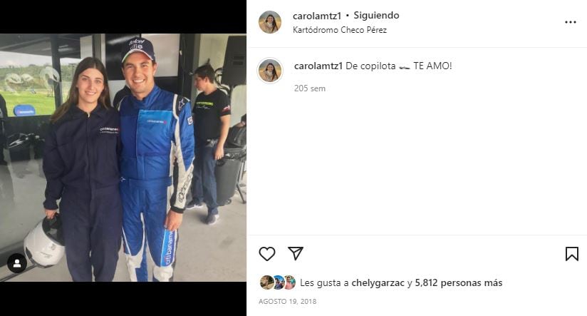Checo Pérez y su esposa Carola Martínez aparecen juntos y enamorados