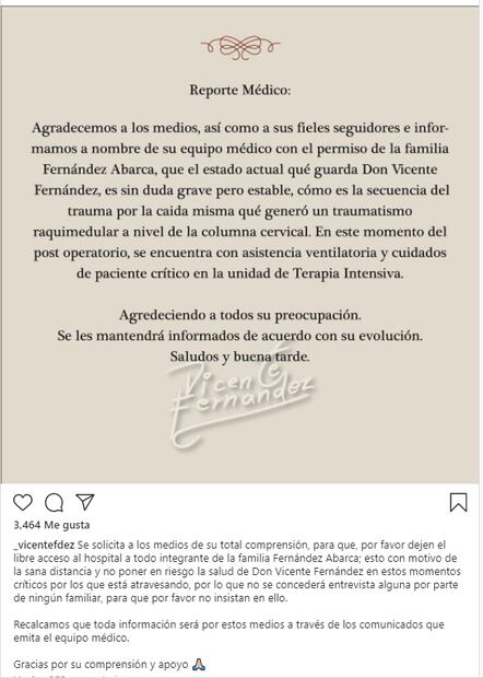 Vicente Fernández sigue en estado crítico: recibe asistencia respiratoria