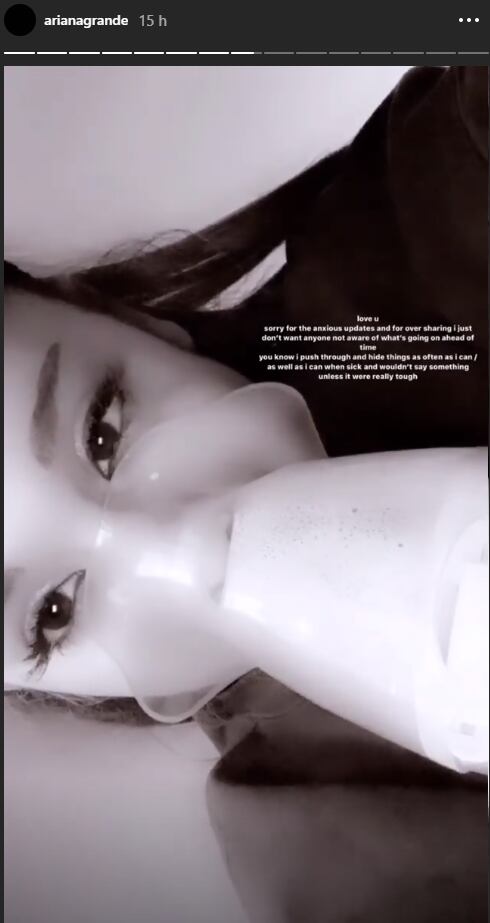 Ariana Grande informa a sus seguidores que se encuentra muy grave de salud 
