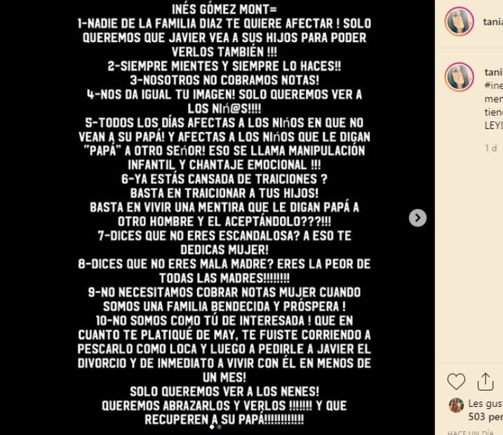 Tania Díaz Bravo, ex cuñada de Inés Gómez Mont, pide a la conductora que les dejen ver a los niños 
