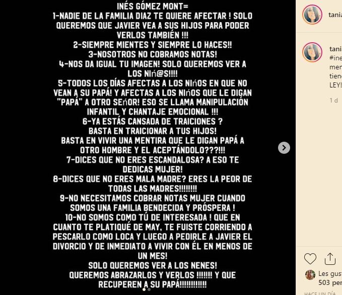 Tania Díaz Bravo, ex cuñada de Inés Gómez Mont, pide a la conductora que les dejen ver a los niños