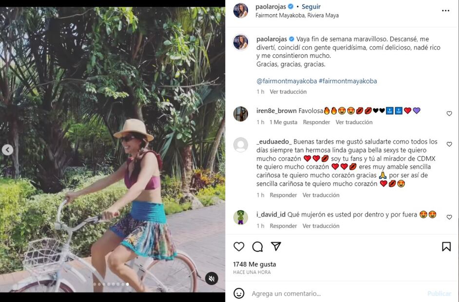 Paola Rojas disfrutando de sus vacaciones / Instagram: @paolarojas