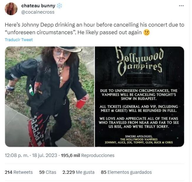 Johnny Depp captado en Hungría / Twitter