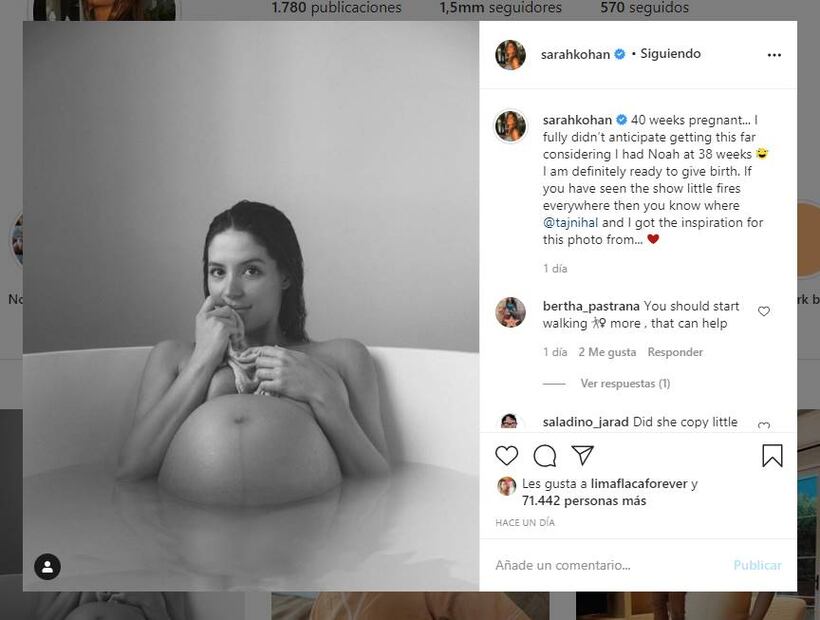 Sarah Kohan, esposa de Javier Hernández 'Chicharito', muestra su baby bump de 40 semanas