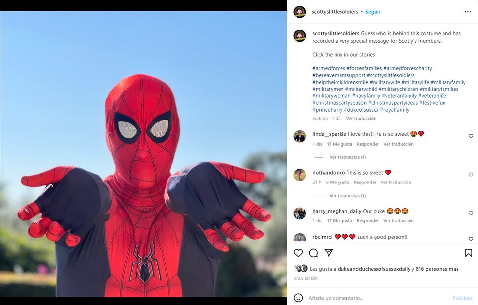 El príncipe Harry envía conmovedor mensaje de Navidad vestido como 'Hombre Araña'