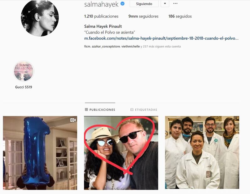 Salma Hayek celebra 9 millones de seguidores con un video hecho por la hija de Cuarón