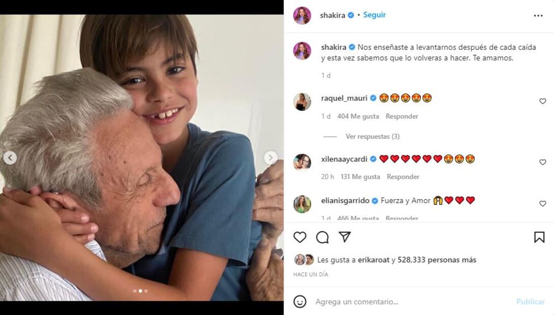 Shakira comparte un mensaje por la delicada de salud de su papá
