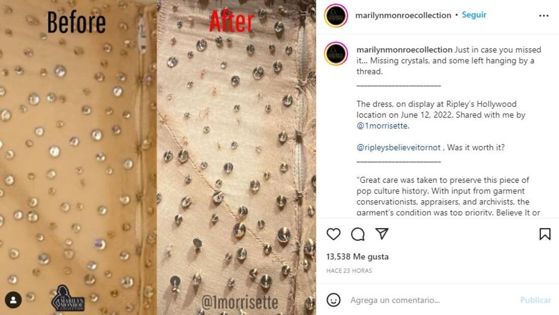 Kim Kardashian: Las fotos del daño que le hizo al vestido de Marilyn Monroe