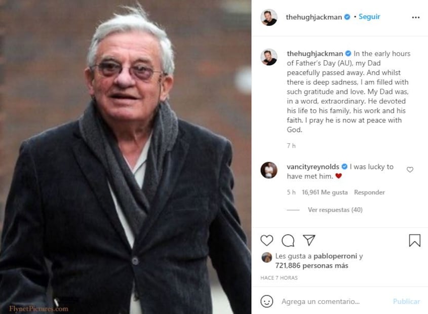 Muere papá de Hugh Jackman a los 84 años