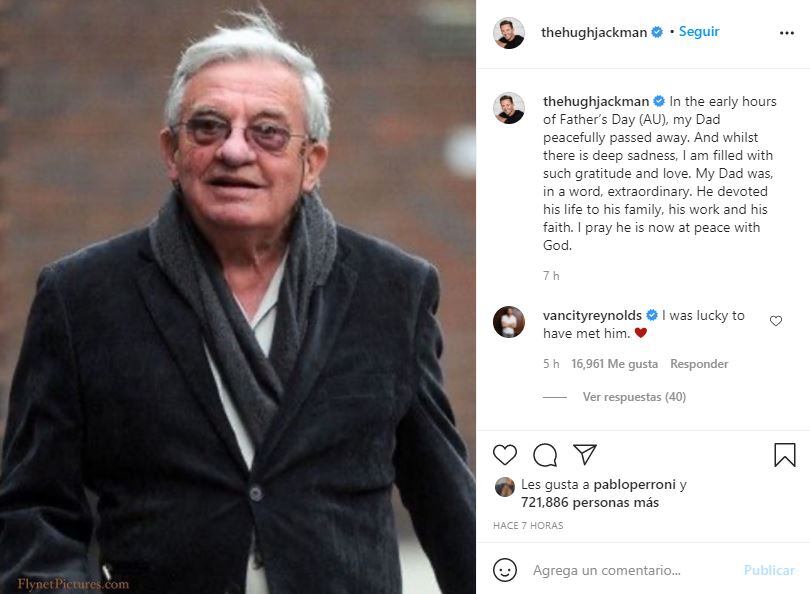 Muere papá de Hugh Jackman a los 84 años