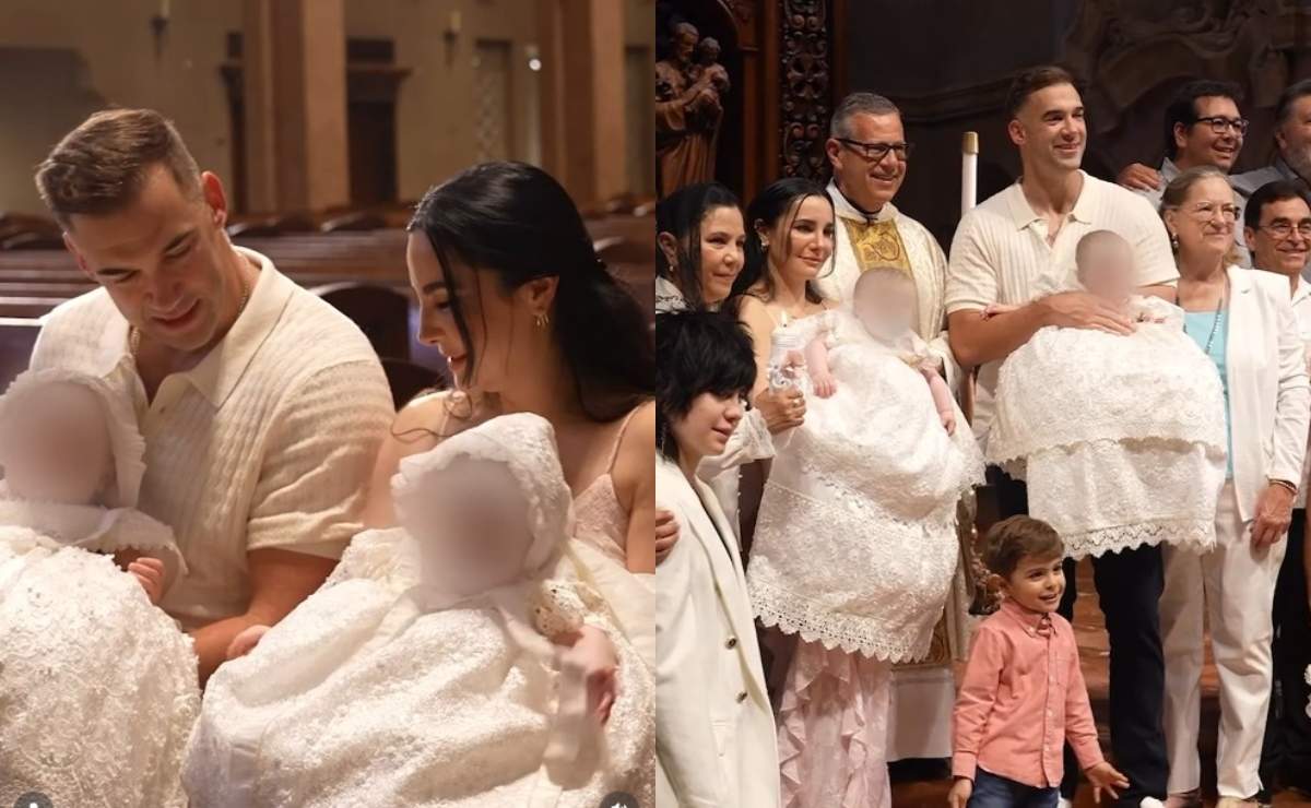 Martha Higareda comparte las primeras fotos del bautizo de sus mellizas