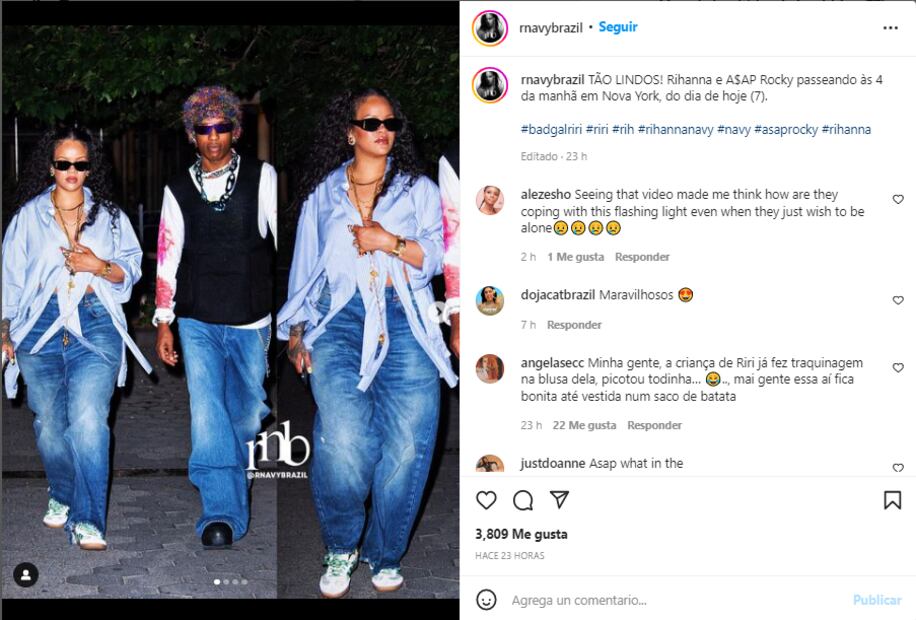 Rihanna pasea por Nueva York con jeans super amplios tras 2 meses de convertirse en mamá