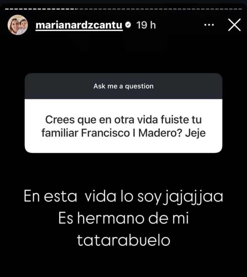 Mariana Rodríguez sobre su vínculo familiar con Francisco I. Madero / Foto: Instagram