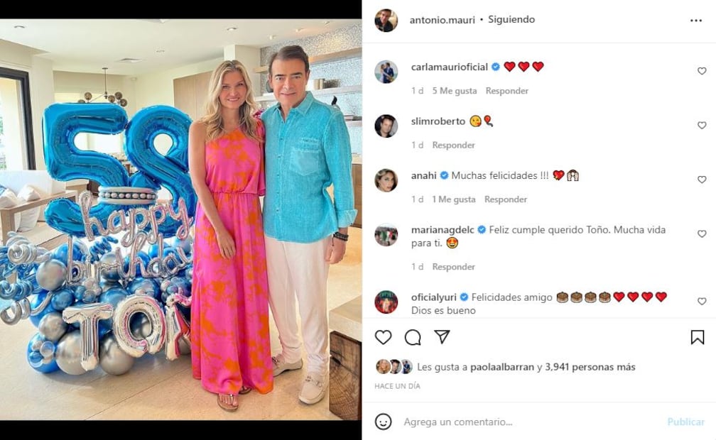 Toño Mauri cumple 58 años a lado de la persona más especial